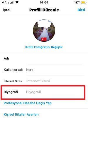 Profile Biyografi Nasıl Eklenir